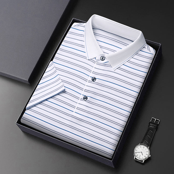 Herren Kurzarm Poloshirt mit feinem Streifenmuster Aliams