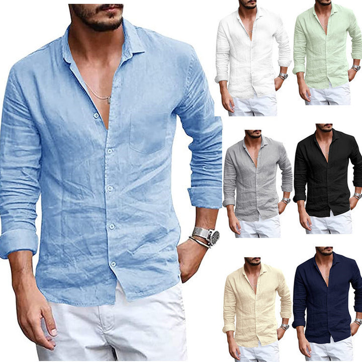 Herren Hemd aus hochwertigem Leinen mit schickem Kragen und lässigem Schnitt Aliams