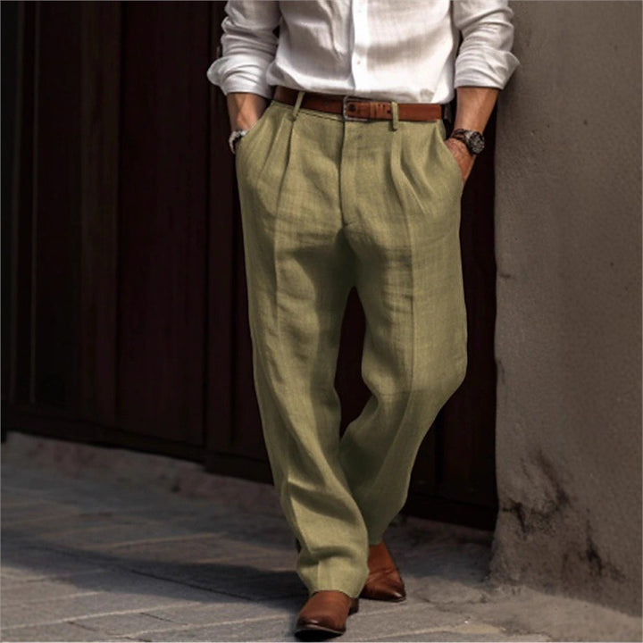 Herren elegante Leinenhose mit lockerer Passform und praktischen Taschen Aliams