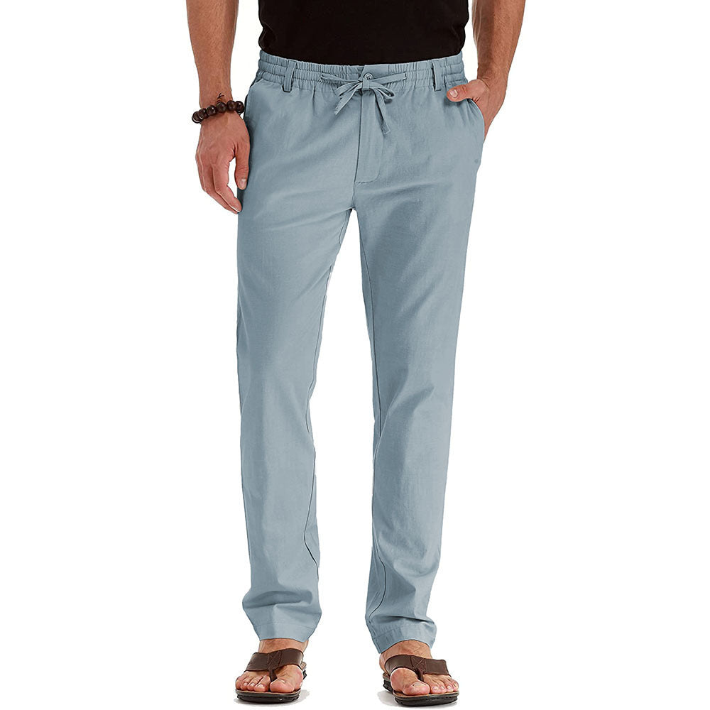 Herren Relaxed Fit Leinenhose mit elastischem Bund und komfortabler Passform Aliams