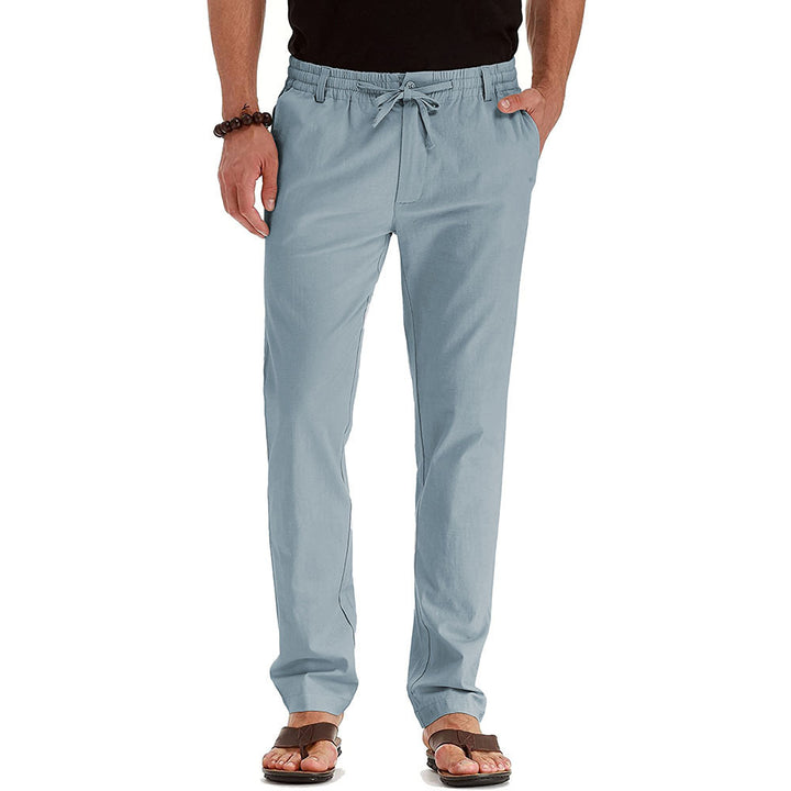 Herren Relaxed Fit Leinenhose mit elastischem Bund und komfortabler Passform Aliams