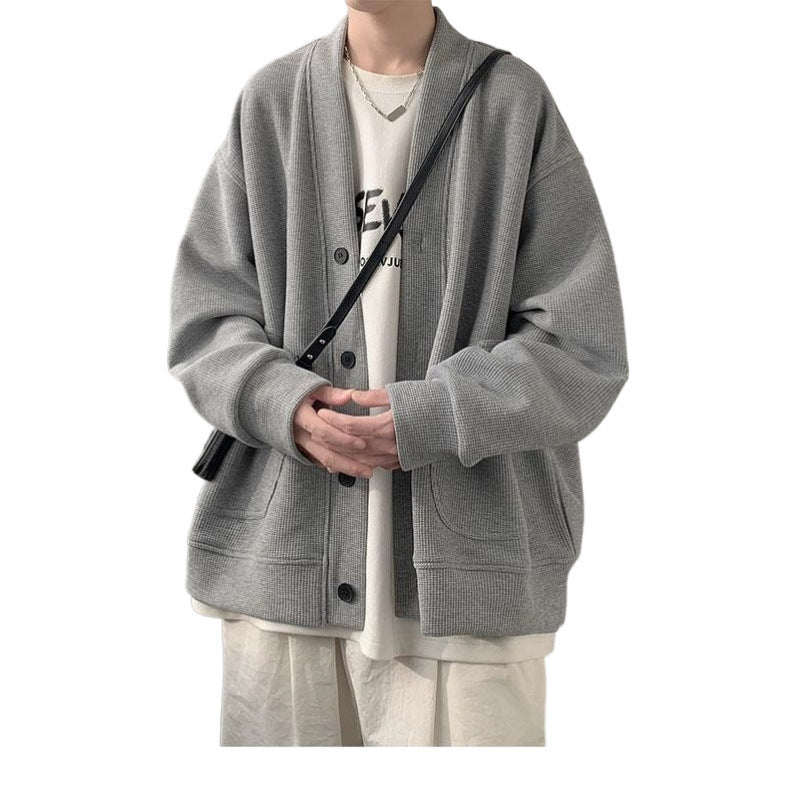 Damen lässige Strickjacke mit tiefem V-Ausschnitt und praktischen Taschen Aliams