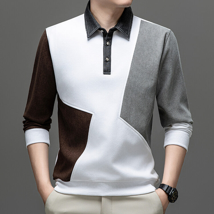 Herren modisches Langarmpolo mit einzigartigem Mustermix Aliams