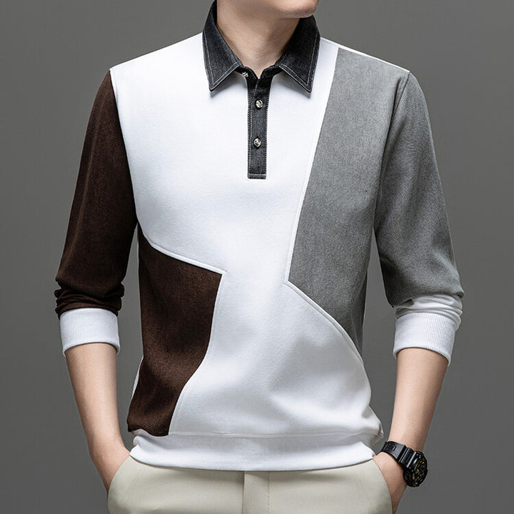 Herren modisches Langarmpolo mit einzigartigem Mustermix Aliams