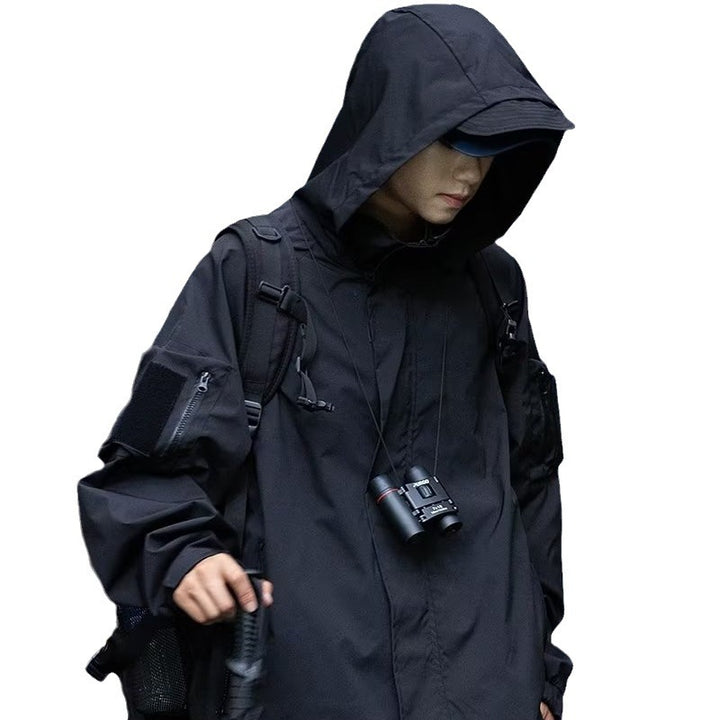 Herren technische Multifunktionsjacke mit praktischen Taschen und verstellbarem Kapuzenbund Aliams