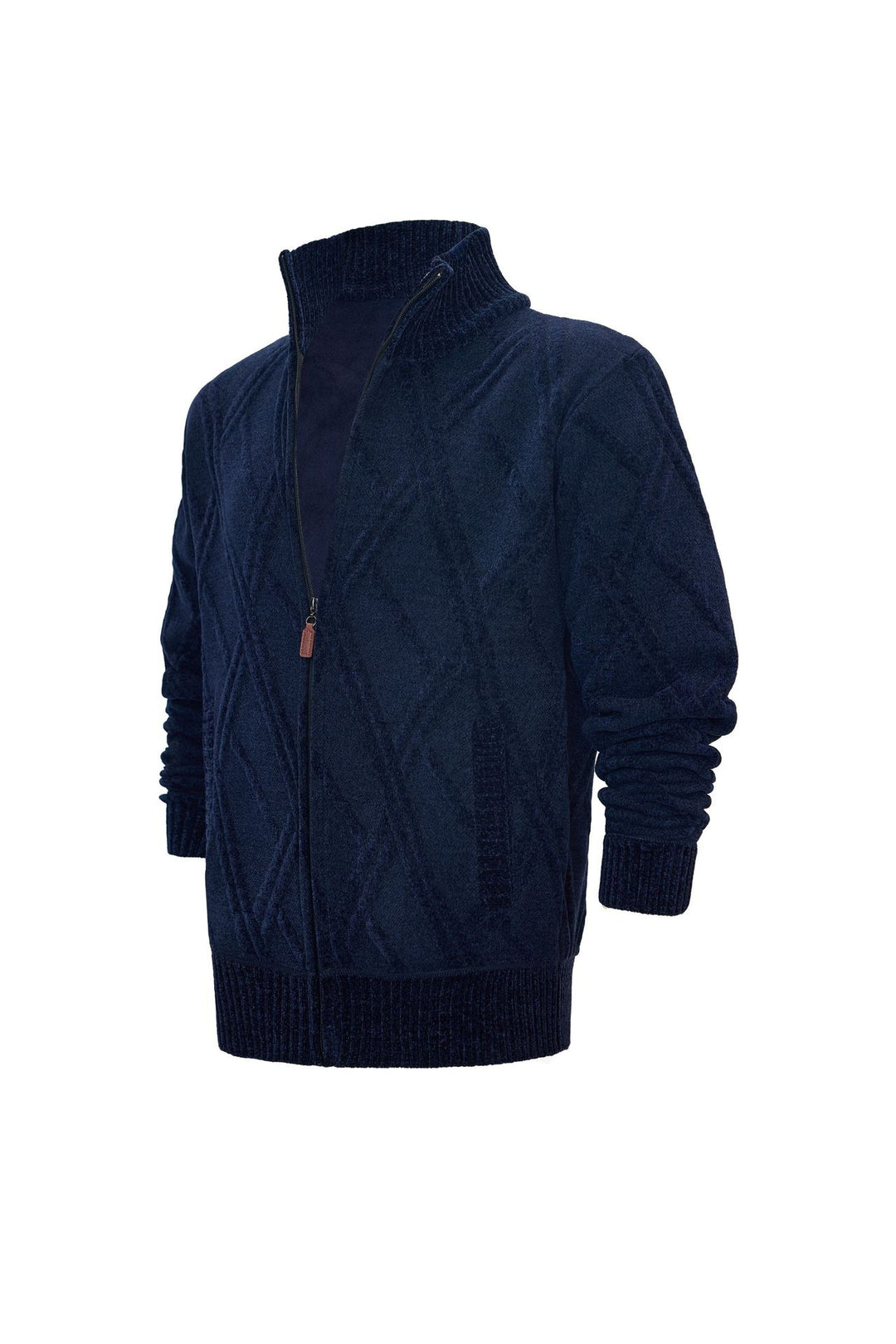 Herren Fleece-Jacke mit strukturierter Oberfläche und hohem Kragen Aliams