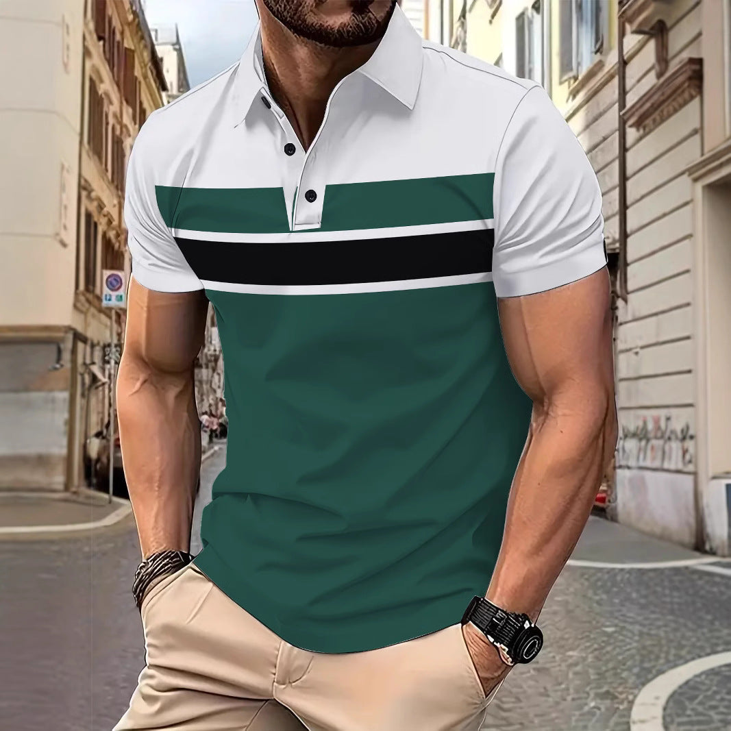 Herren Kurzarm Poloshirt mit modernem Streifenmuster Aliams