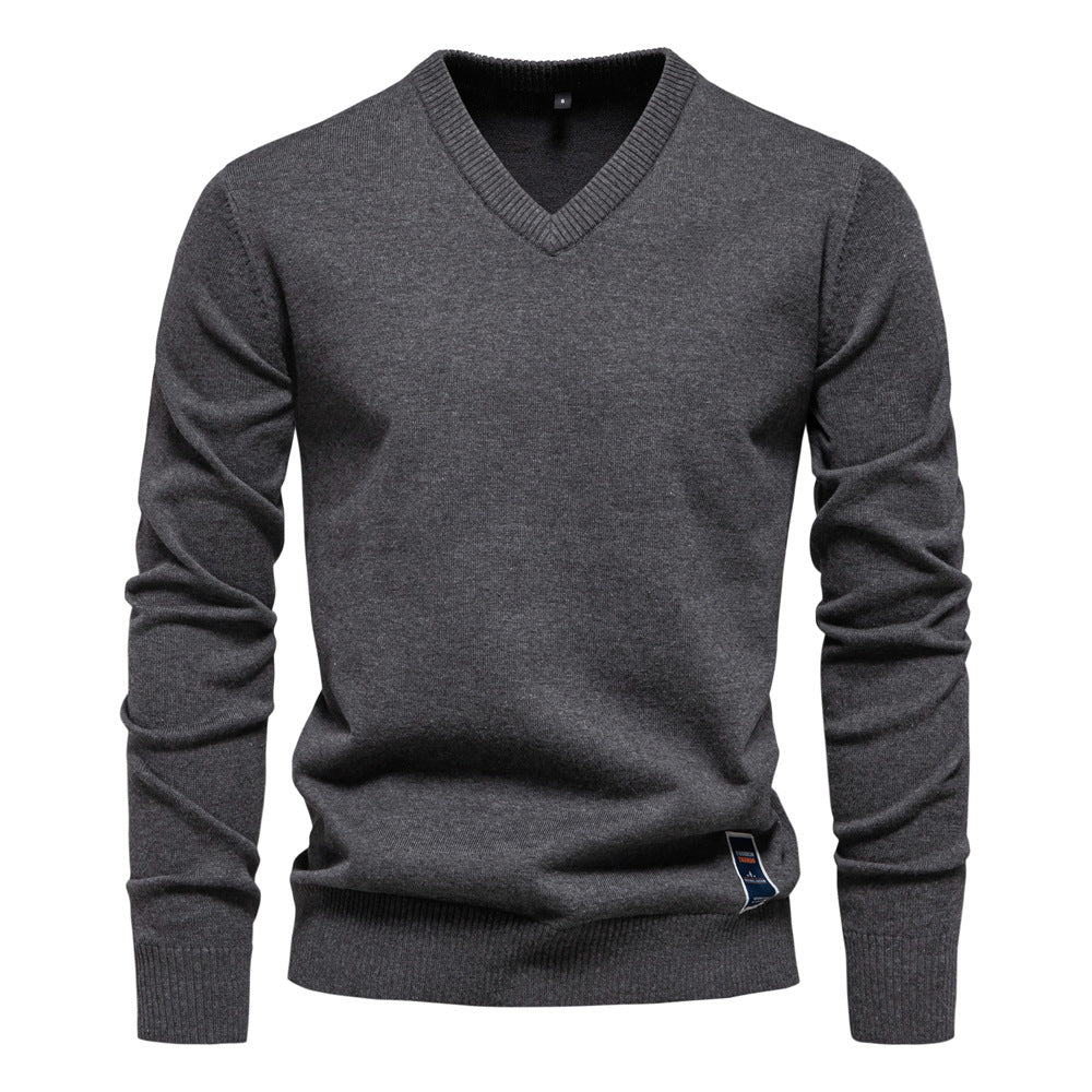 Herren Strickpullover mit V-Ausschnitt und feiner Textur Aliams