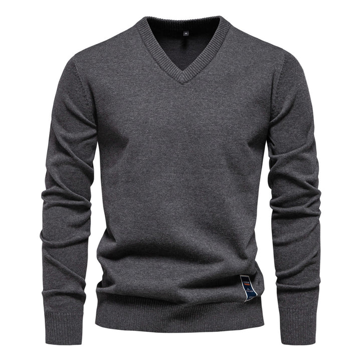 Herren Strickpullover mit V-Ausschnitt und feiner Textur Aliams