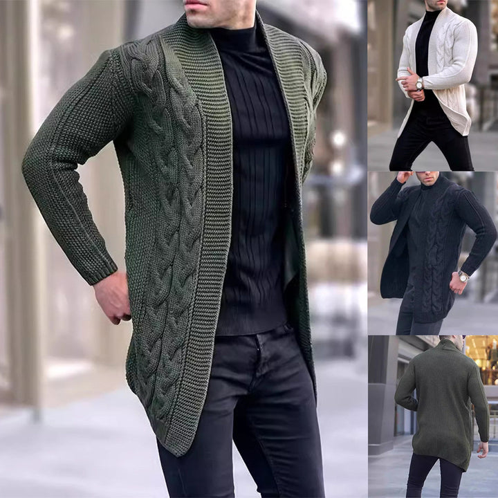 Herren Grobstrick Cardigan mit modischem Zopfmuster und lässigem Schnitt Aliams