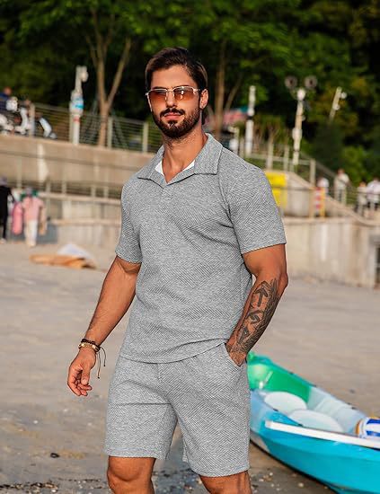 Herren Freizeitset mit passendem Kurzarmhemd und Shorts Aliams