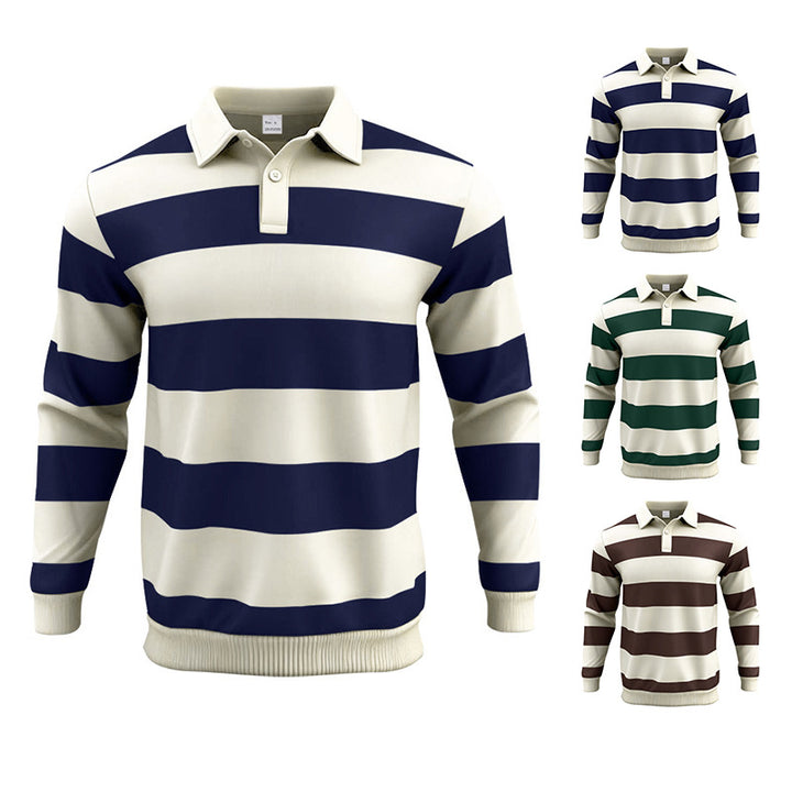 Herren gestreiftes Langarm-Polohemd Aliams