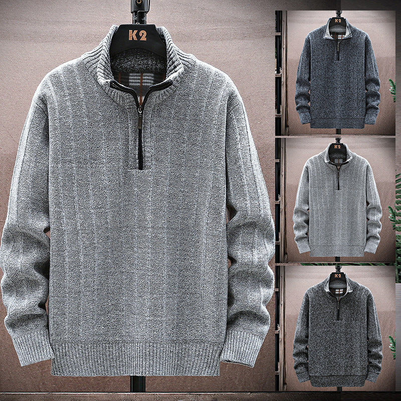 Herren strickpullover mit hohem Kragen und Reißverschluss Aliams