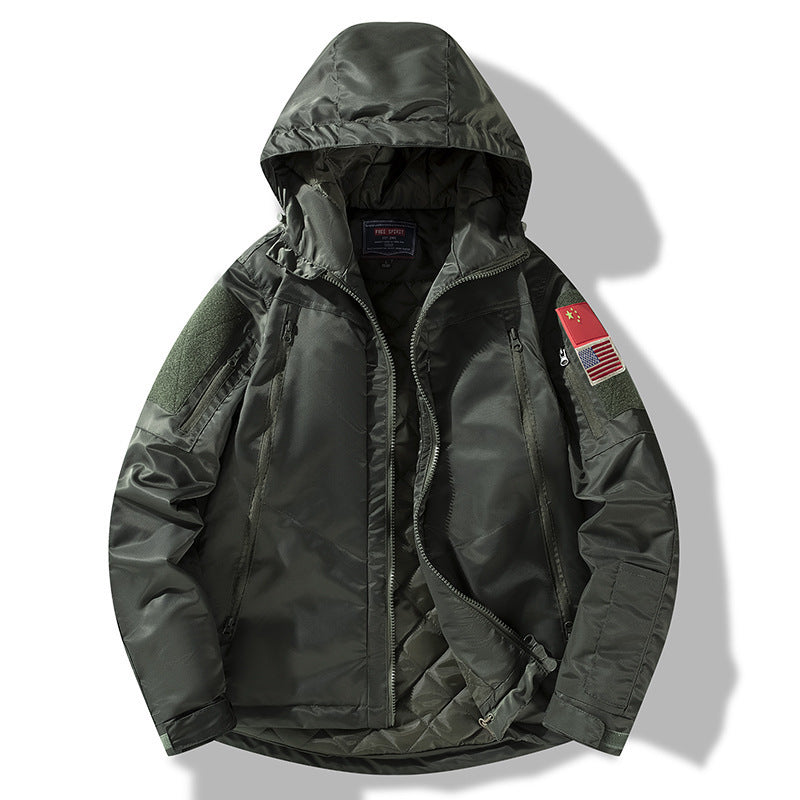 Herren isolierte Jacke mit verstellbarer Kapuze und funktionalen Taschen Aliams