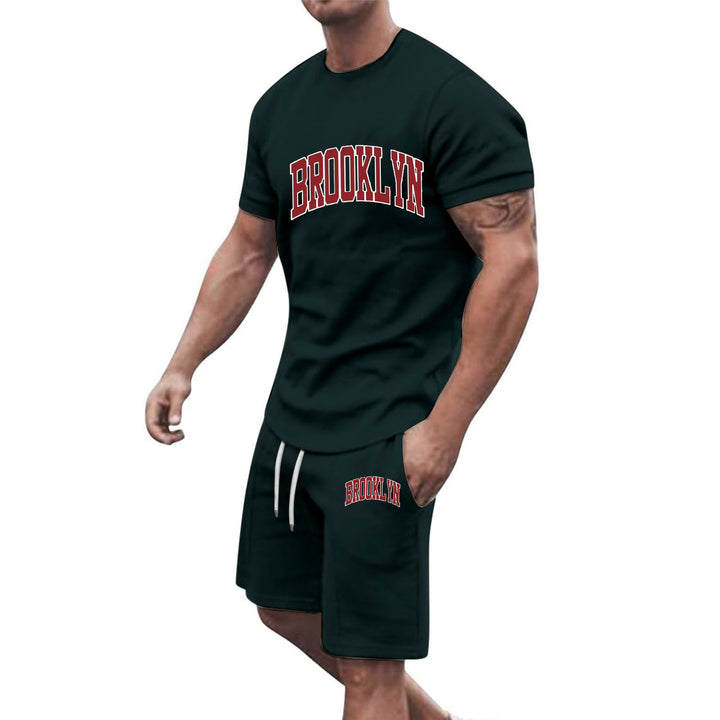 Herren Sportliche Baumwoll-Kurzarm-Pullover und Shorts Set Aliams