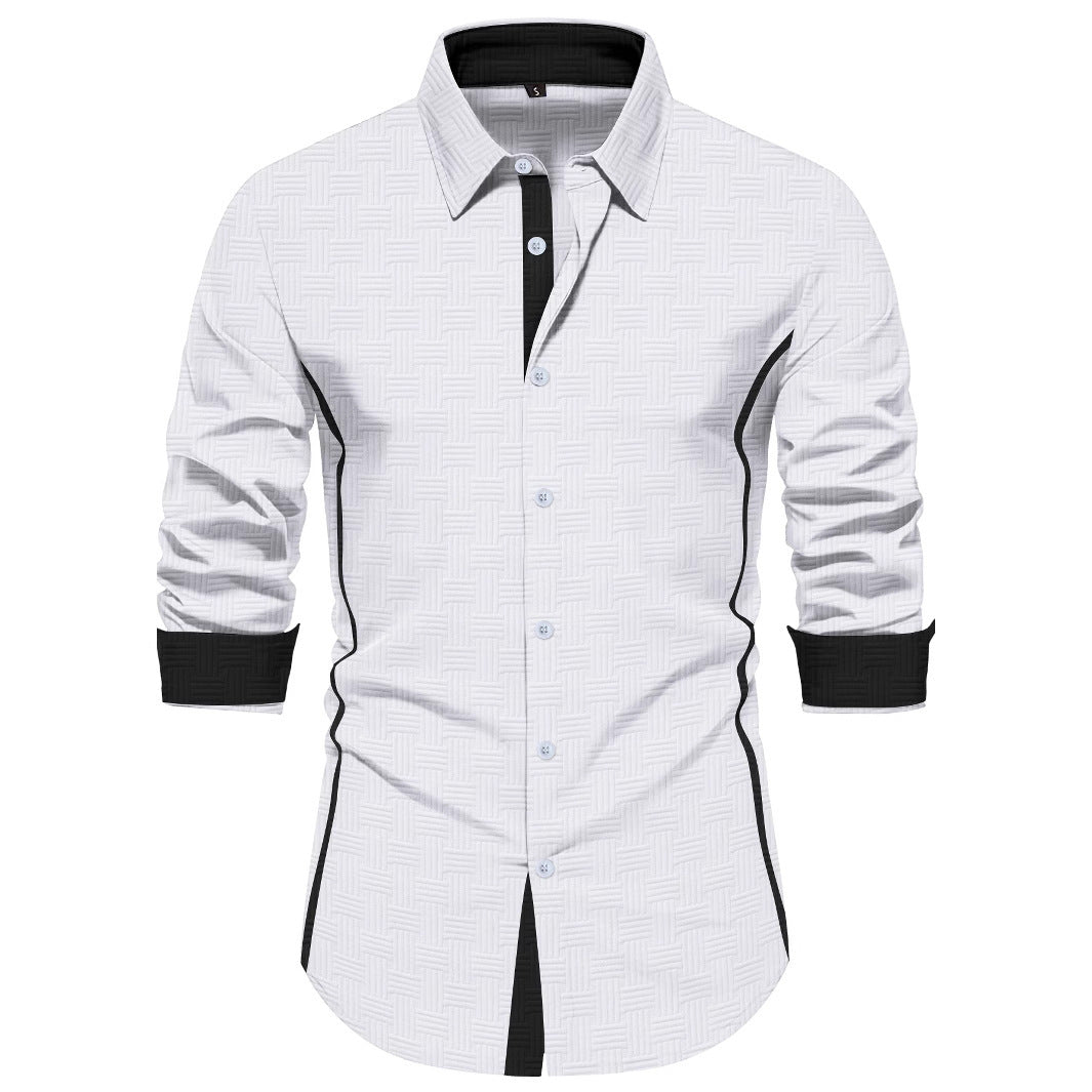 Herren Elegante Langarmhemd mit Strukturiertem Muster Aliams
