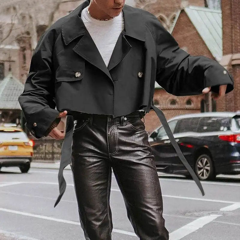 Damen Kurze Jacke mit doppelter Knopfleiste und bindbarem Saum Aliams