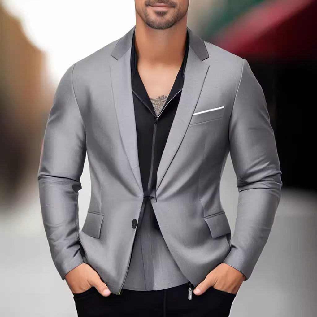 Herren eleganter und stilvoller Blazer mit farblich abgesetztem Revers Aliams