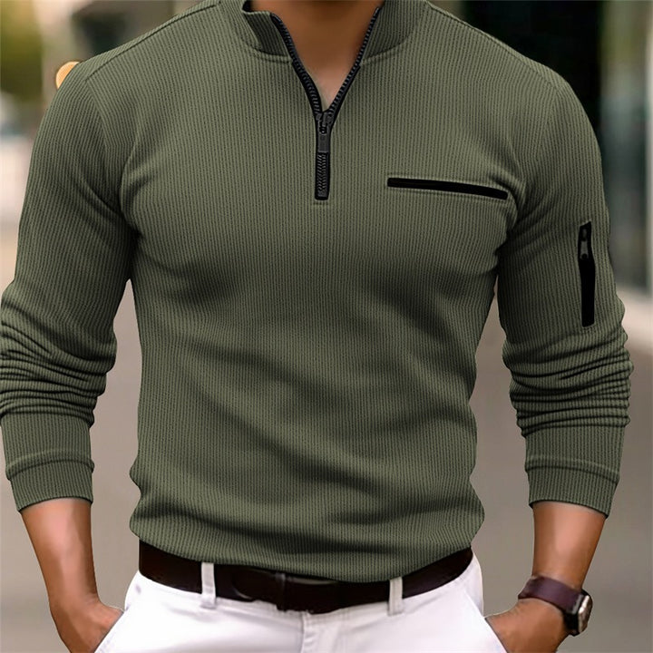 Herren Sportliches Langarm-Zip-Shirt Aliams
