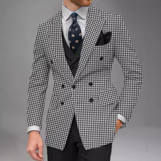 Herren Doppelt gefütterter Businessblazer mit edlem Punktemuster Aliams