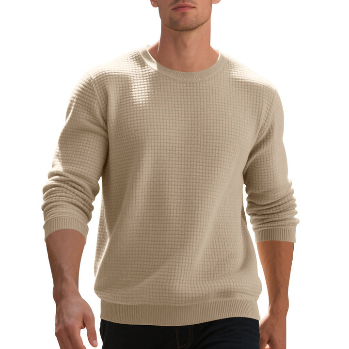 Herren warmer Pullover mit strukturiertem Gewebe und Rundhalsausschnitt Aliams
