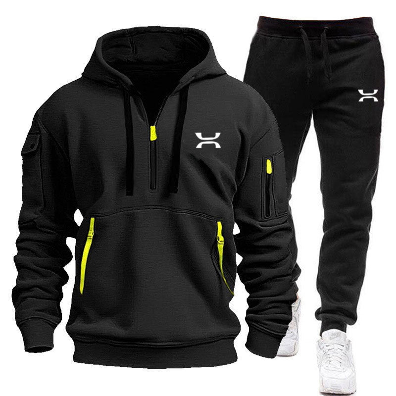 Herren sportliches Hoodie- und Jogginganzug-Set mit funktionalen Taschen und sportlichem Schnitt Aliams