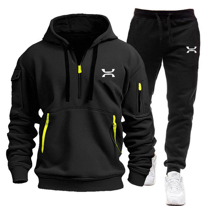 Herren sportliches Hoodie- und Jogginganzug-Set mit funktionalen Taschen und sportlichem Schnitt Aliams