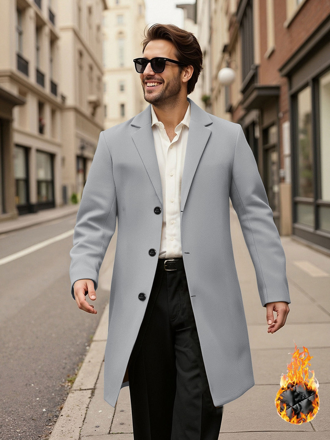 Herren eleganter doppelreihiger Mantel Aliams