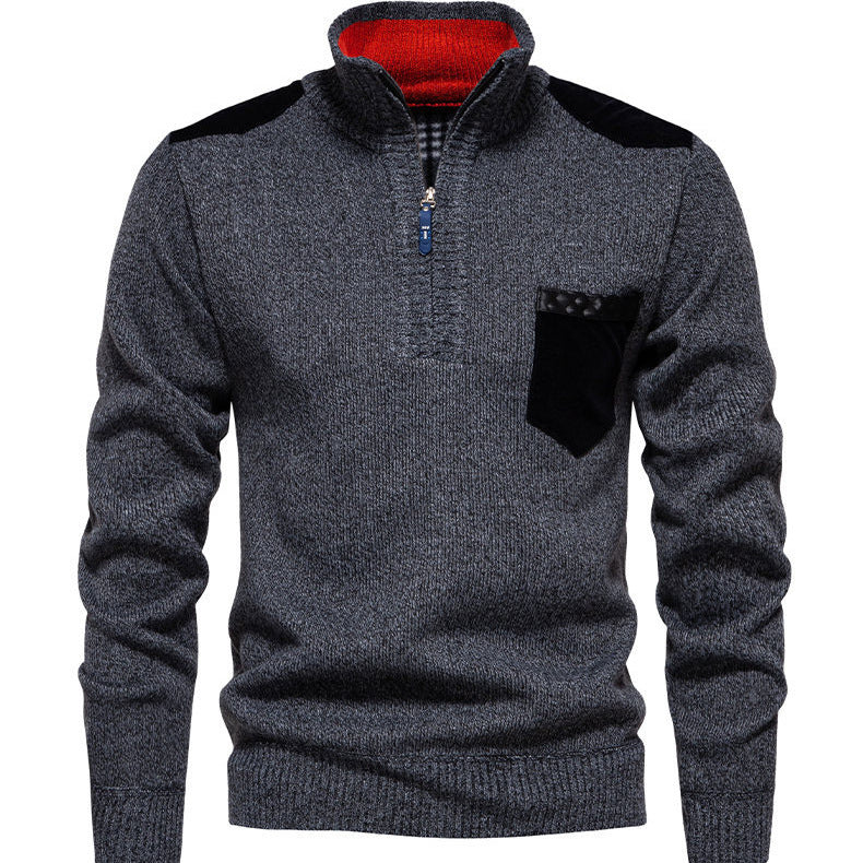 Herren Pullover mit halbhohem Kragen und modischen Akzenten Aliams