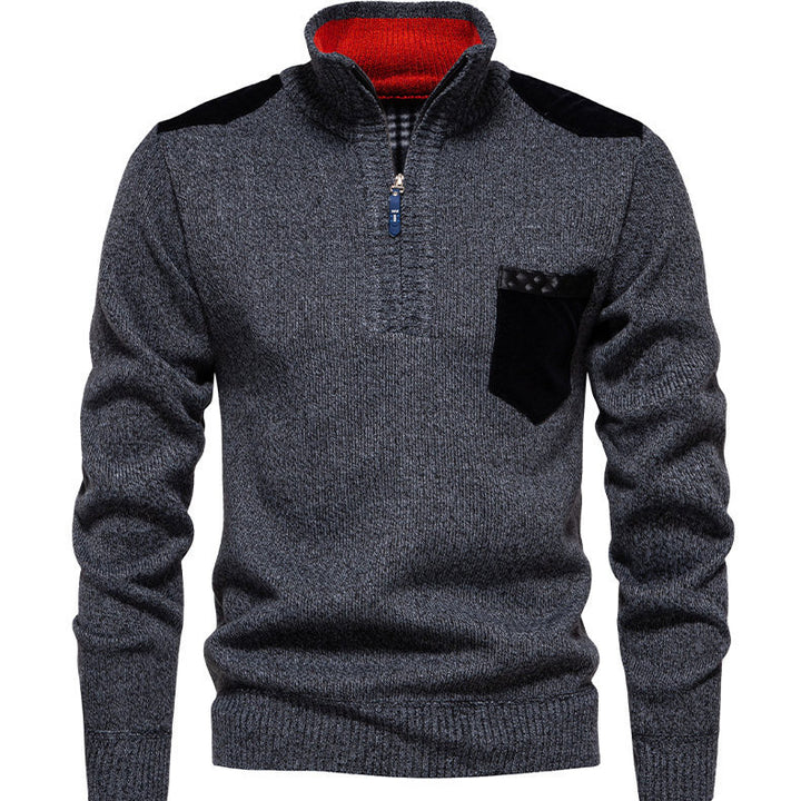 Herren Pullover mit halbhohem Kragen und modischen Akzenten Aliams