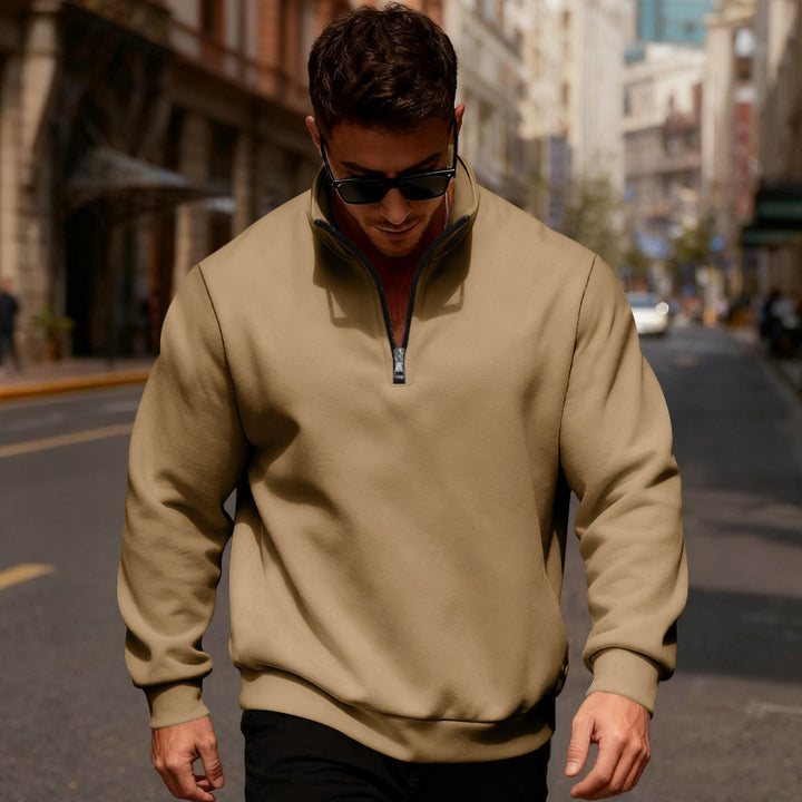 Herren Sweatpullover mit hohem Kragen und Reißverschluss Aliams