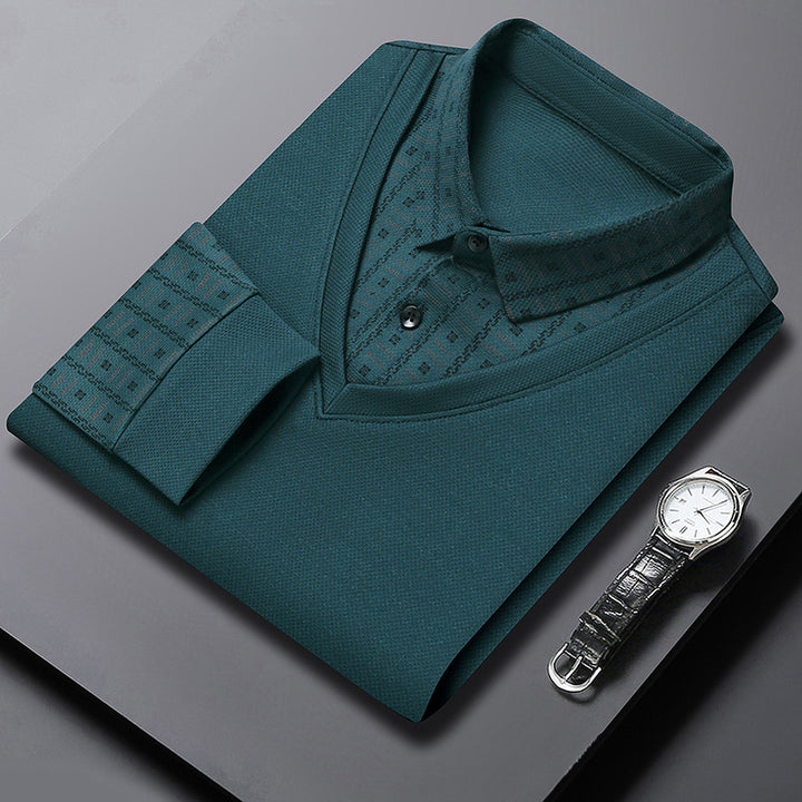 Herren elegantes Poloshirt mit strukturiertem Kragen und innovativer Knopfleiste Aliams