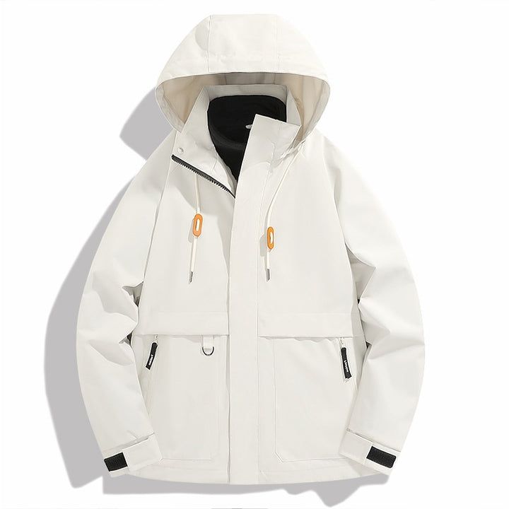 Herren wetterfeste Outdoor-Jacke mit verstellbarer Kapuze und praktischen Taschen Aliams