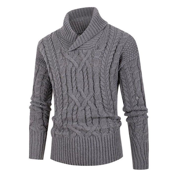 Herren Grobstrickpullover mit Schalkragen und raffinierten Zopfmuster Aliams