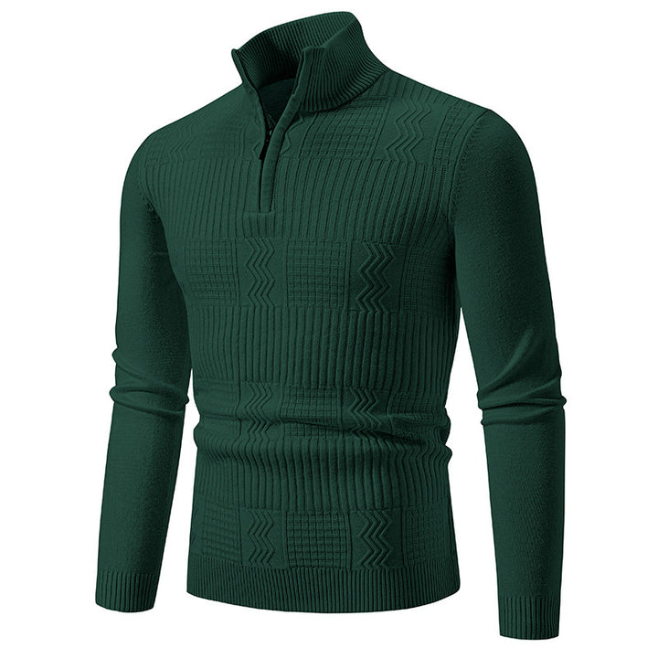 Herren hochwertiger Strickpullover mit modernem Zipper und strukturiertem Muster Aliams