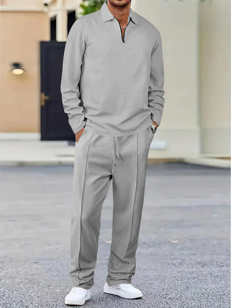 Herren sportliches Freizeitoberteil mit Reißverschluss und bequemen Jogginghose Aliams