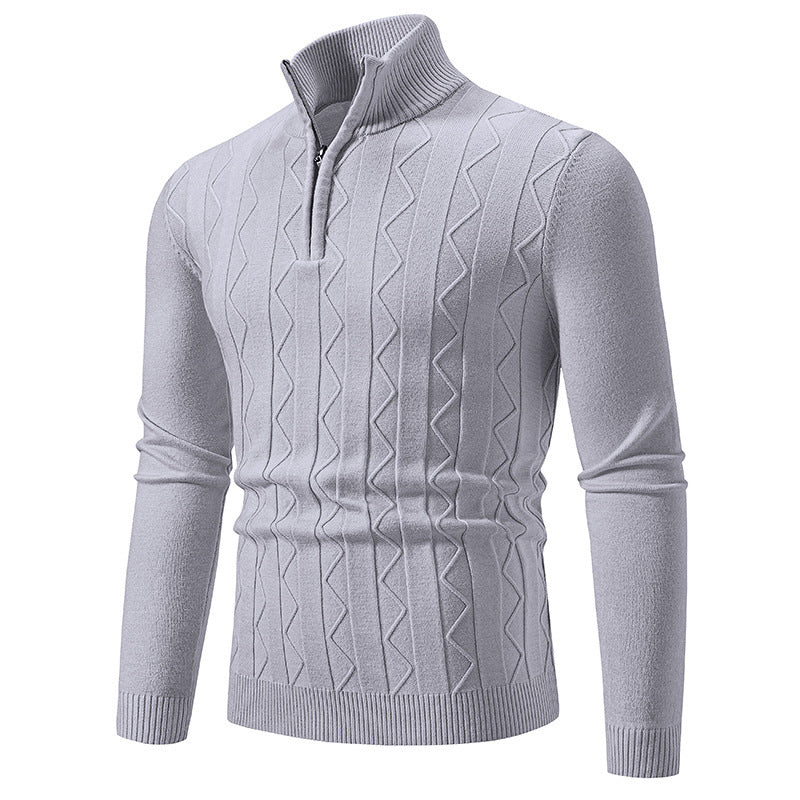 Herren eleganter Rollkragenpullover mit Zopfmuster und hohem Kragen Aliams