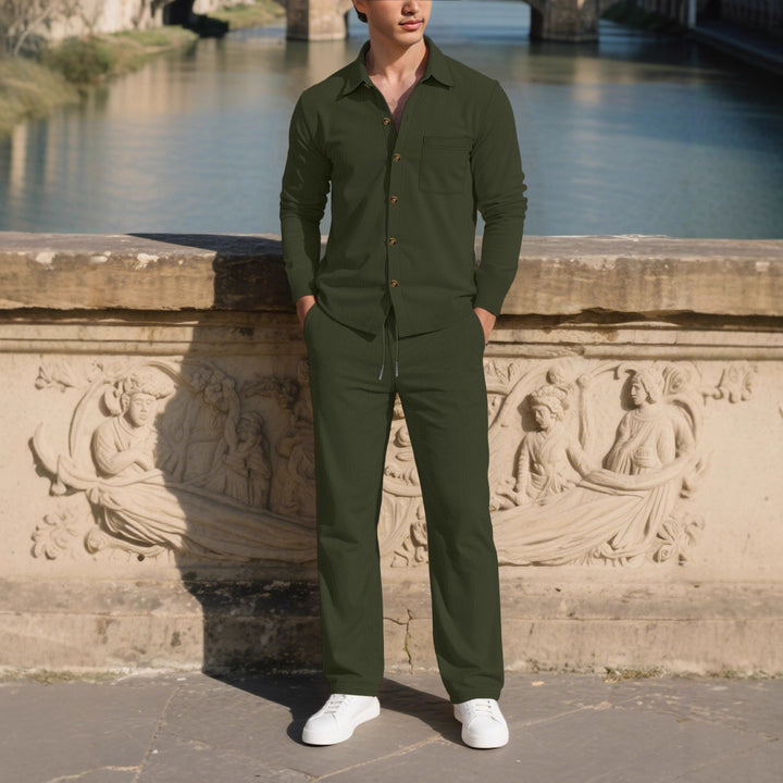 Herren eleganter Freizeitanzug mit strukturierter Oberfläche und praktischen Taschen Aliams