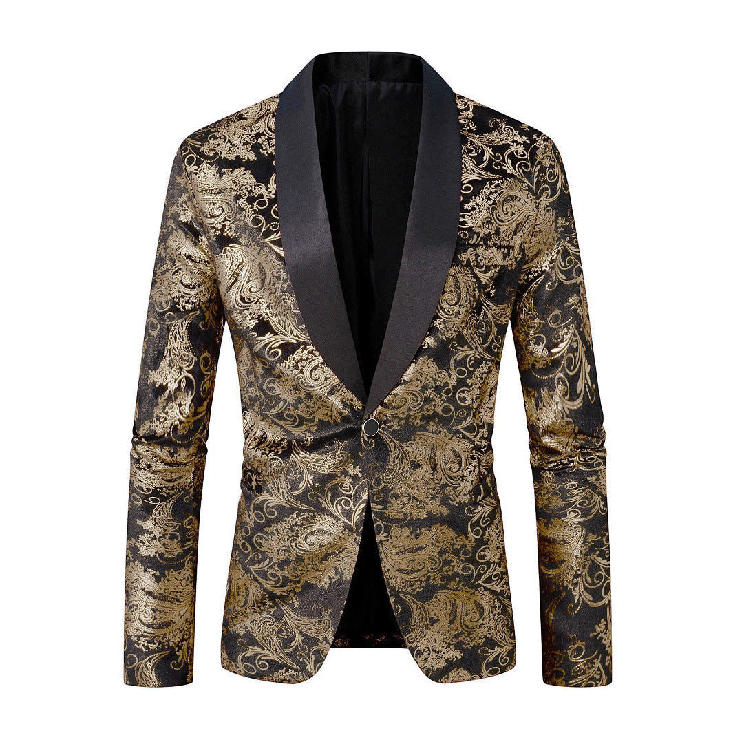 Herren eleganter Pailletten Blazer mit floralem Muster Aliams