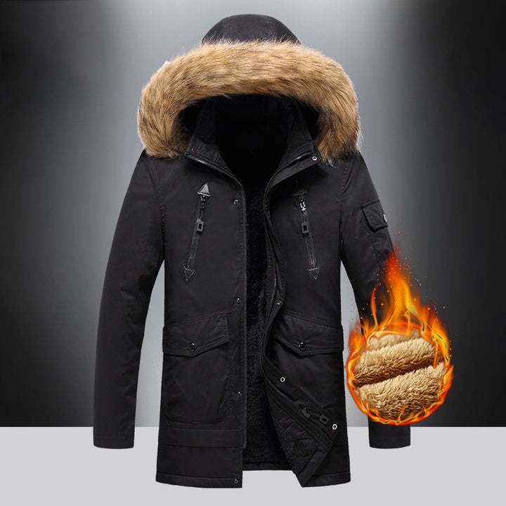 Herren isolierte Winterjacke mit hochwertigem Kunstfellkragen Aliams