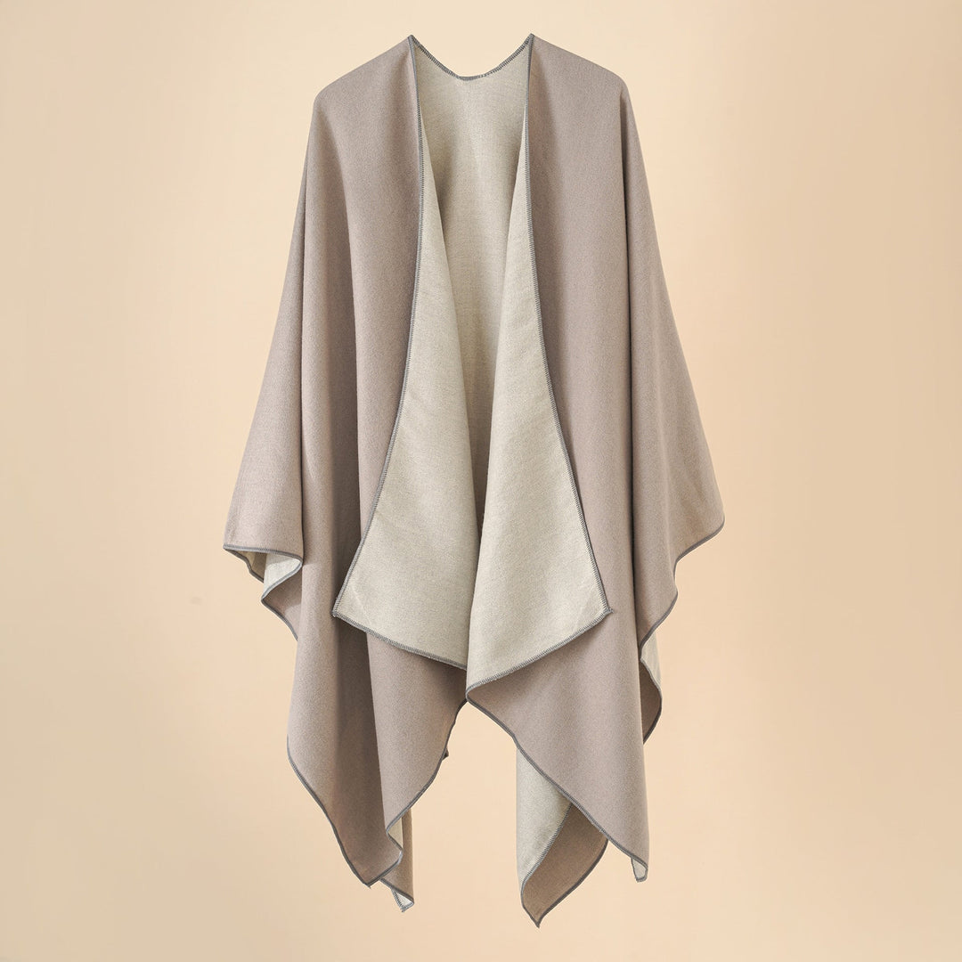 Damen Wohlfühl-Poncho Aus Weichem Wollmix mit Elegantem Schnitt Aliams