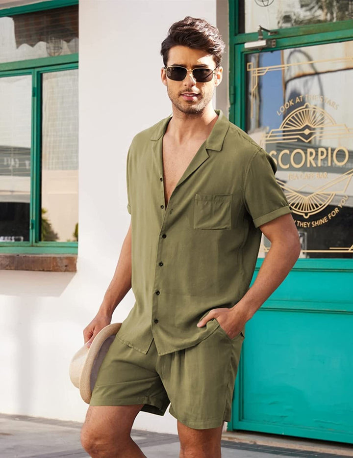 Herren Kurzarm-Hemd und Shorts Set Aliams
