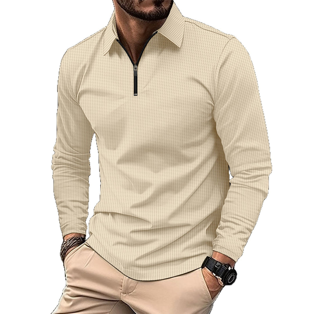 Herren elegantes Langarmshirt mit innovativem Reißverschluss und strukturiertem Obermaterial Aliams