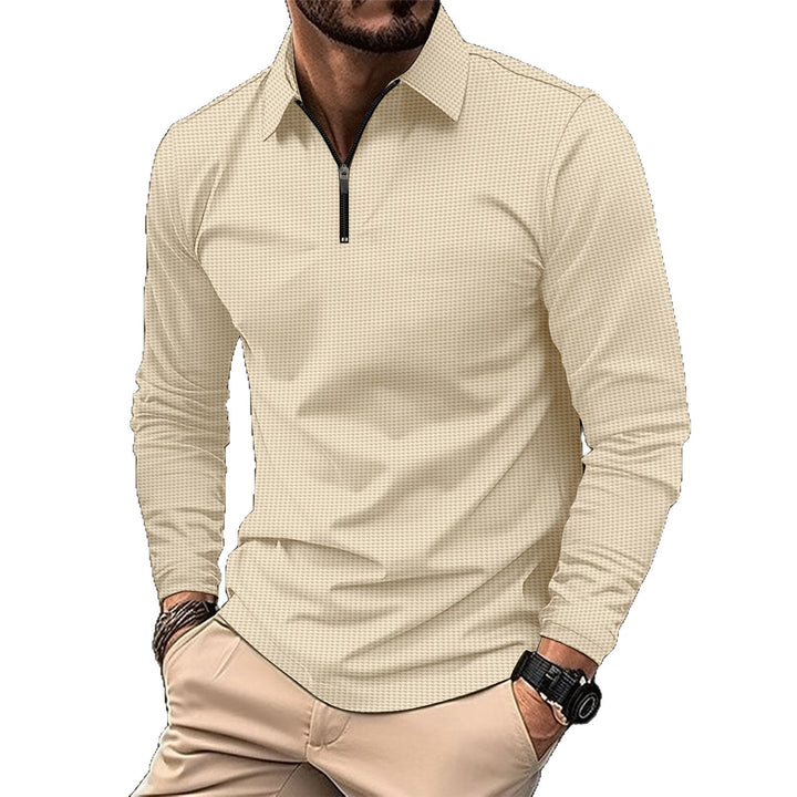 Herren elegantes Langarmshirt mit innovativem Reißverschluss und strukturiertem Obermaterial Aliams