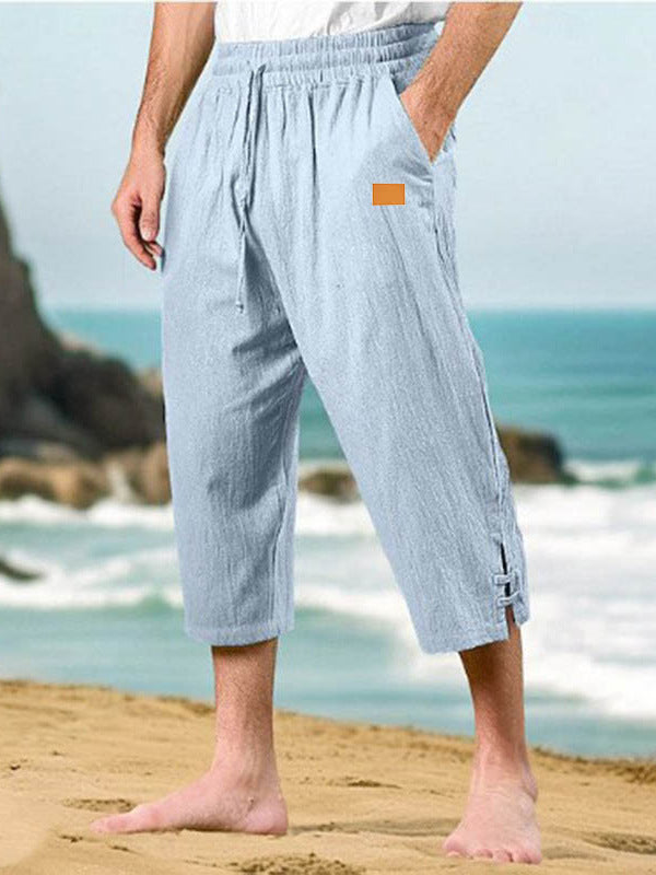 Herren Freizeithosen aus atmungsaktiver Baumwolle mit verstellbarem Kordelzug Aliams