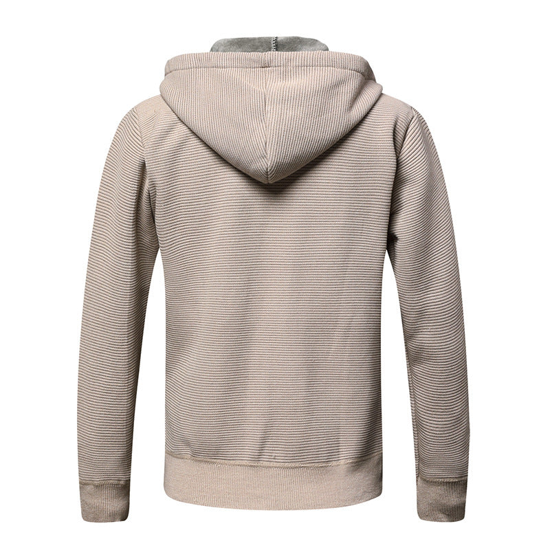 Herren fleecegefütterte Kapuzenjacke mit modischem Rippdesign Aliams
