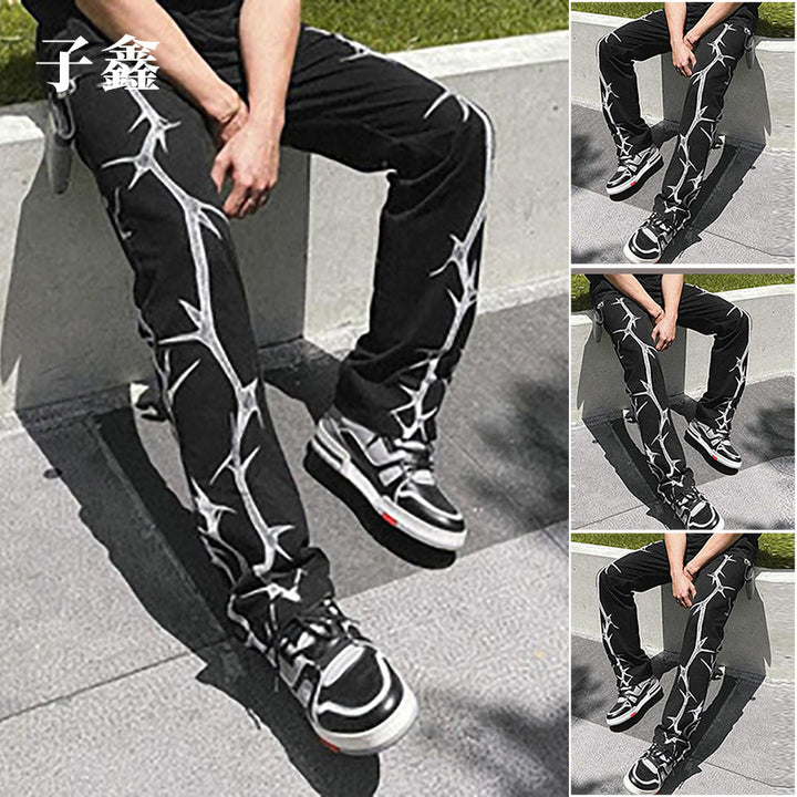 Herren stylische Cargo-Hose mit kreativen Grafikdetails Aliams