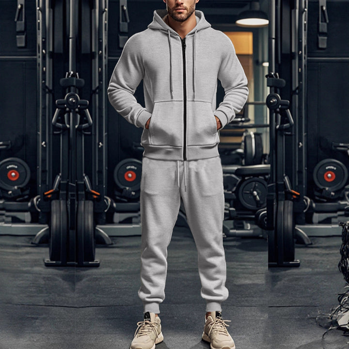 Herren sportliches Hoodie- und Jogginghose-Set mit durchgehendem Reißverschluss und elastischem Bund Aliams