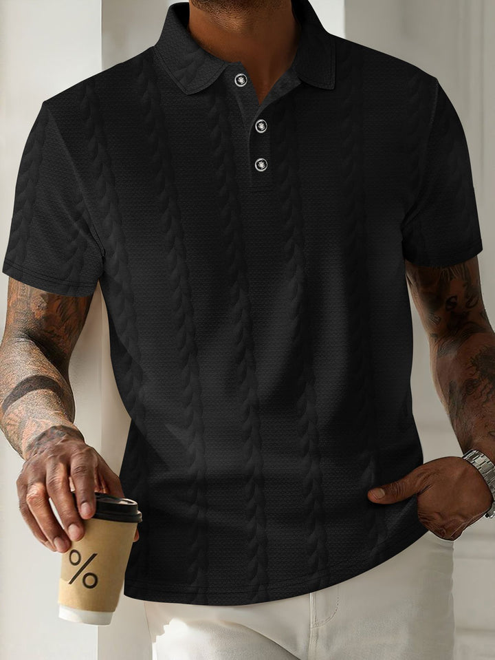 Herren Polohemd mit strukturiertem Design und eleganter Knopfleiste Aliams