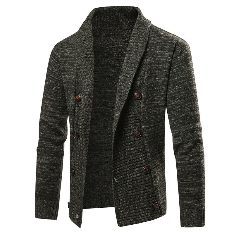 Herren hochwertige Strickjacke mit großem Revers und Knopfdetail Aliams